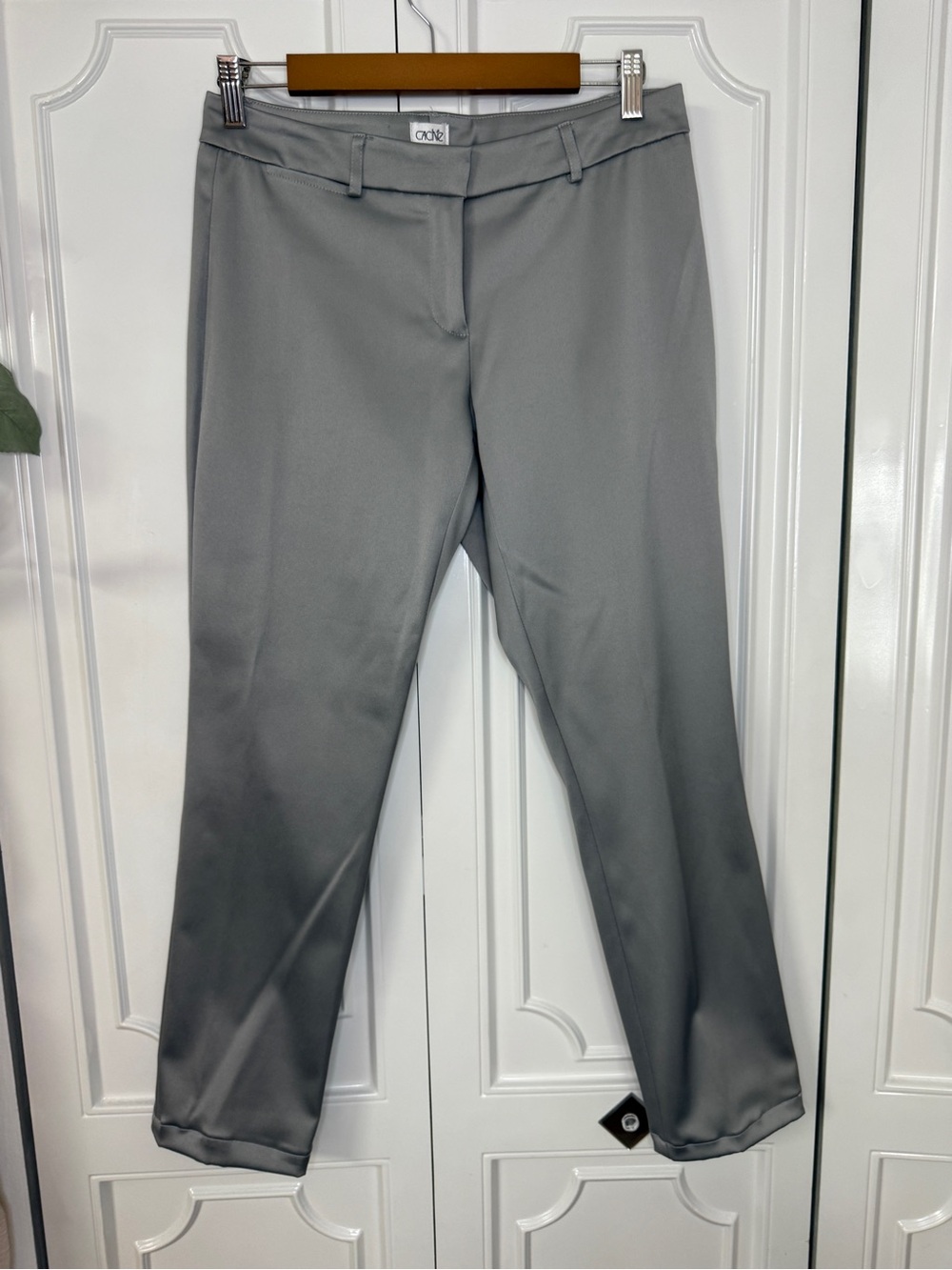 VTG Cache Straight-Leg Shiny Dress Pants in Silver